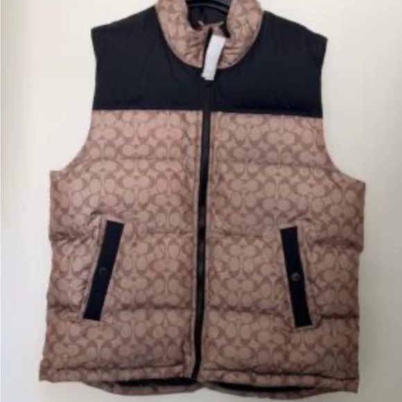 Men's Brown and Black Puffer Vest